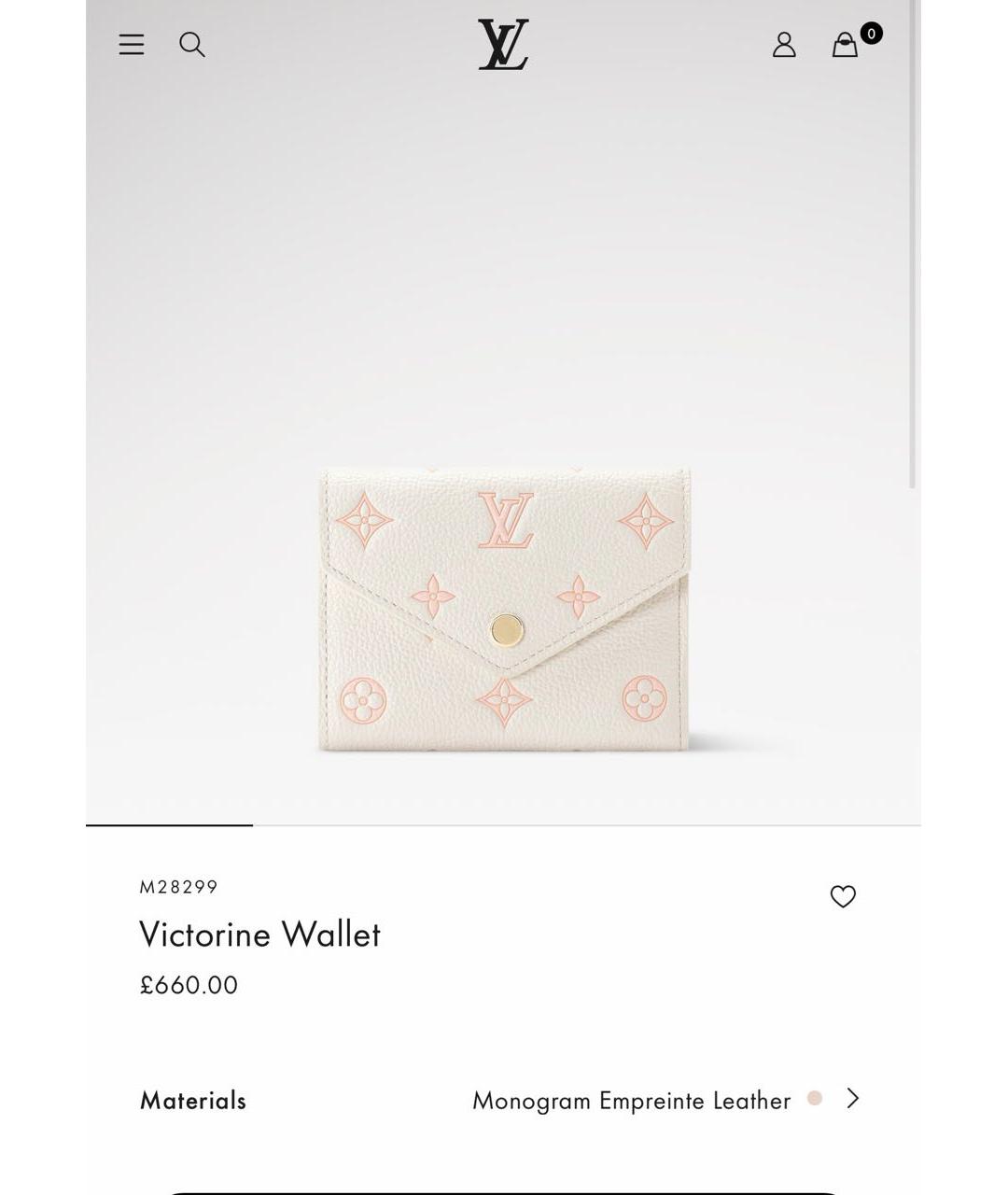 LOUIS VUITTON Белый кожаный кошелек, фото 9