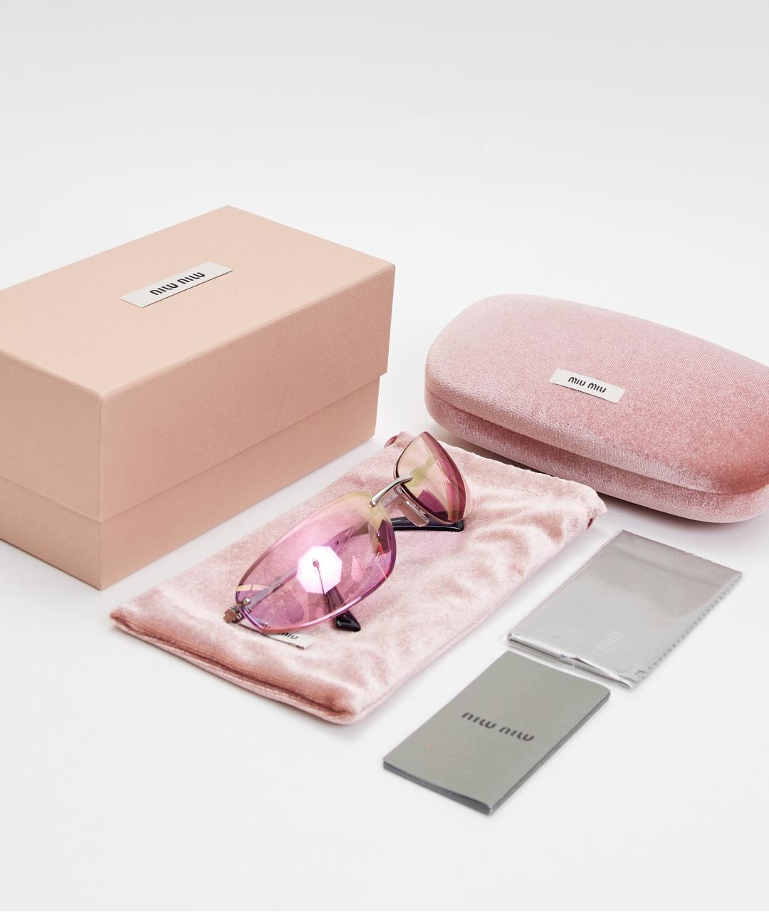 MIU MIU Розовые металлические солнцезащитные очки, фото 5