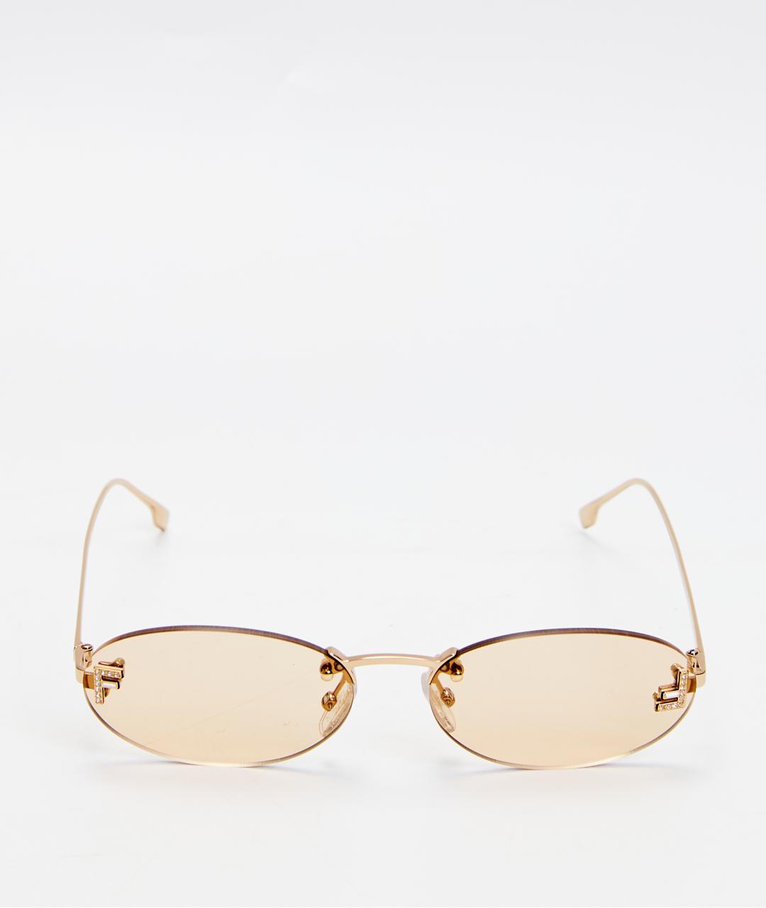 FENDI Золотые металлические солнцезащитные очки, фото 2