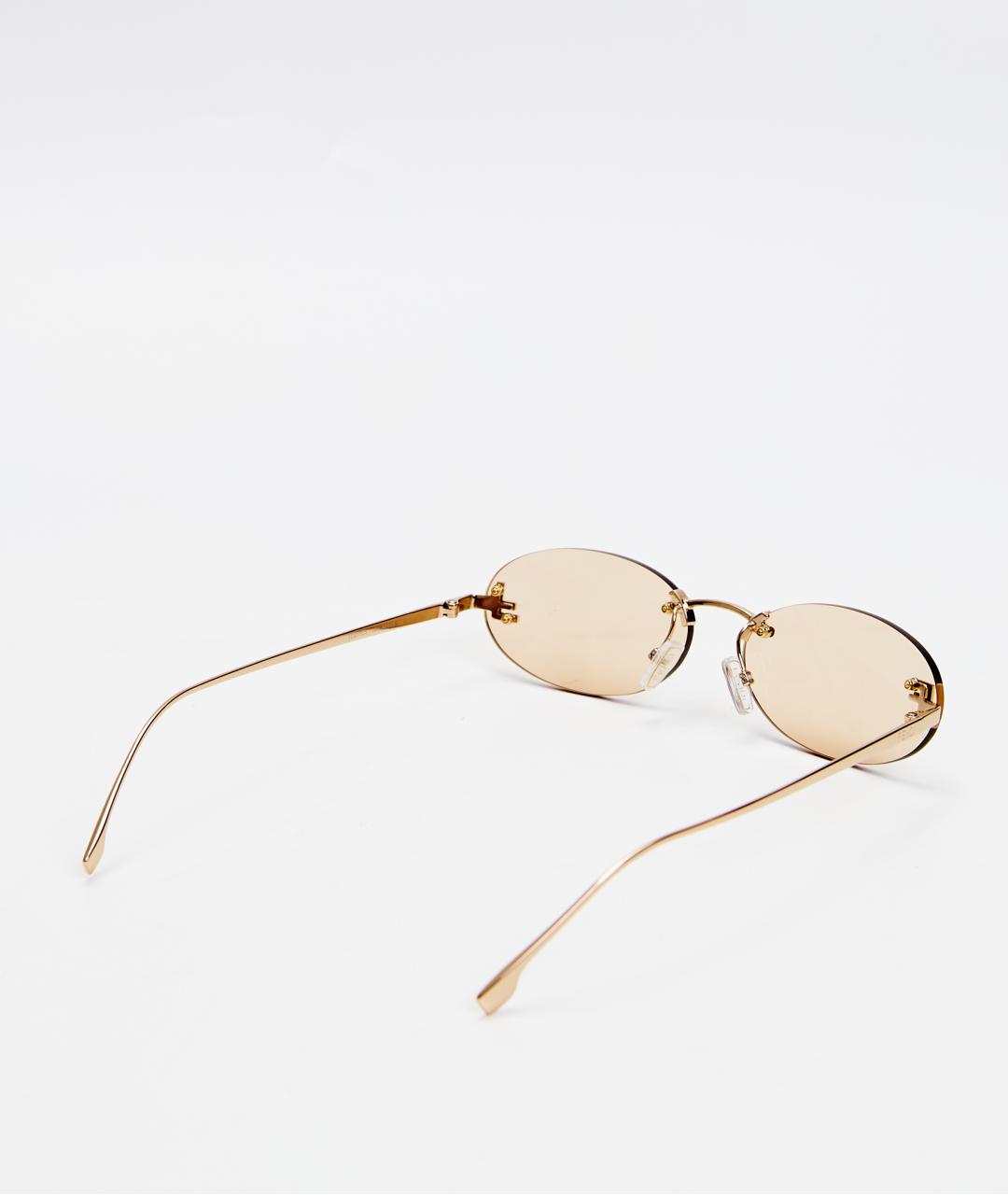 FENDI Золотые металлические солнцезащитные очки, фото 4