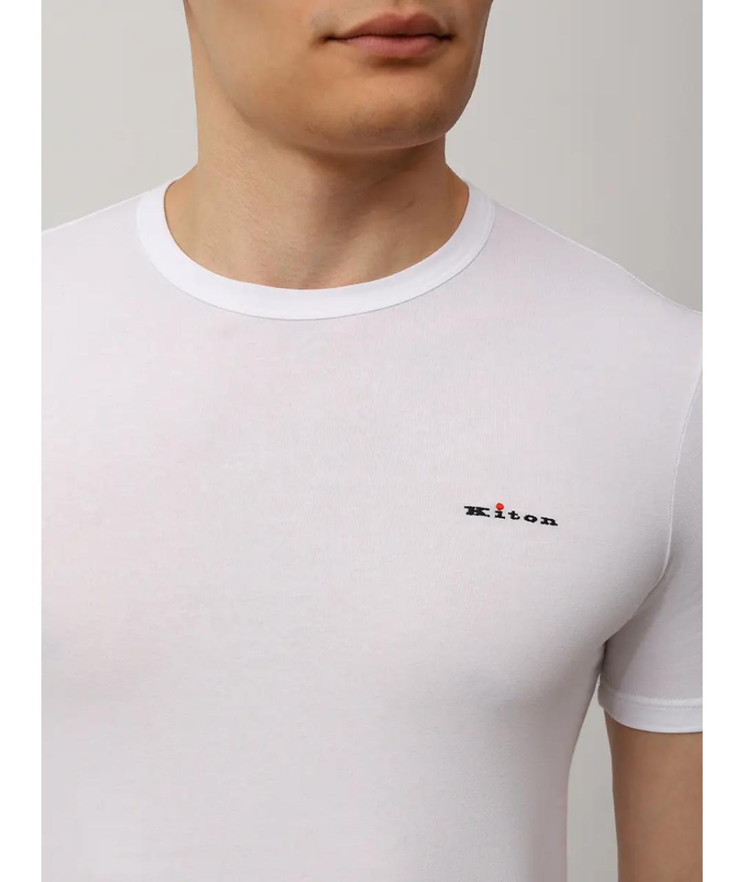 KITON Белая хлопковая футболка, фото 5