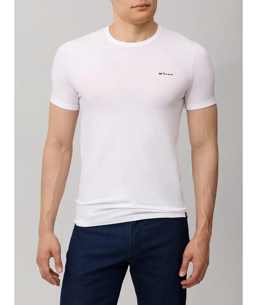 KITON Белая хлопковая футболка, фото 4