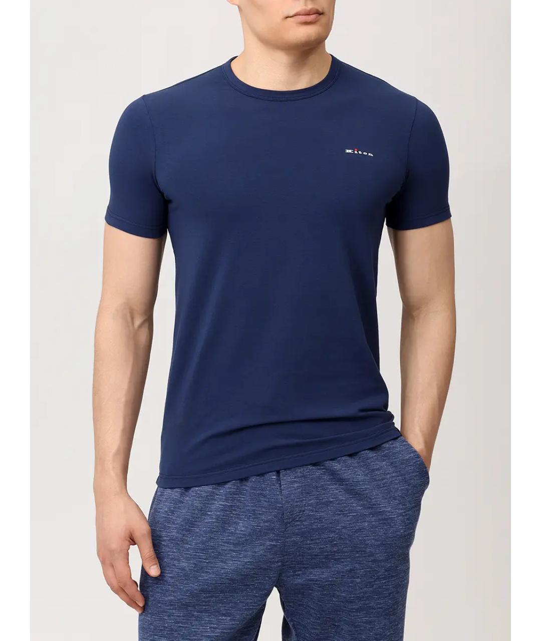 KITON Синяя хлопковая футболка, фото 4