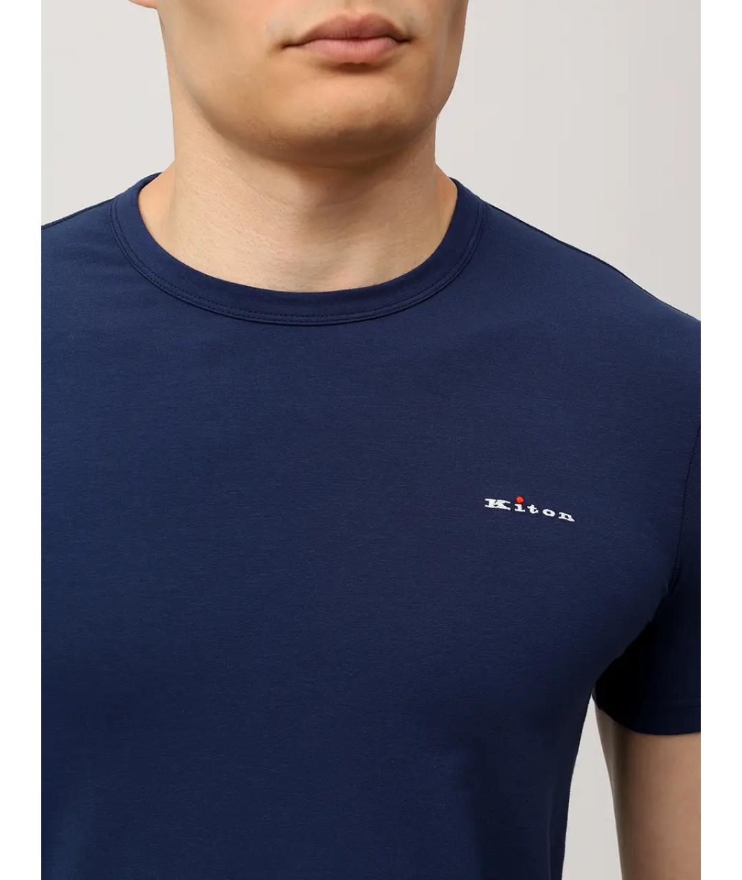 KITON Синяя хлопковая футболка, фото 5
