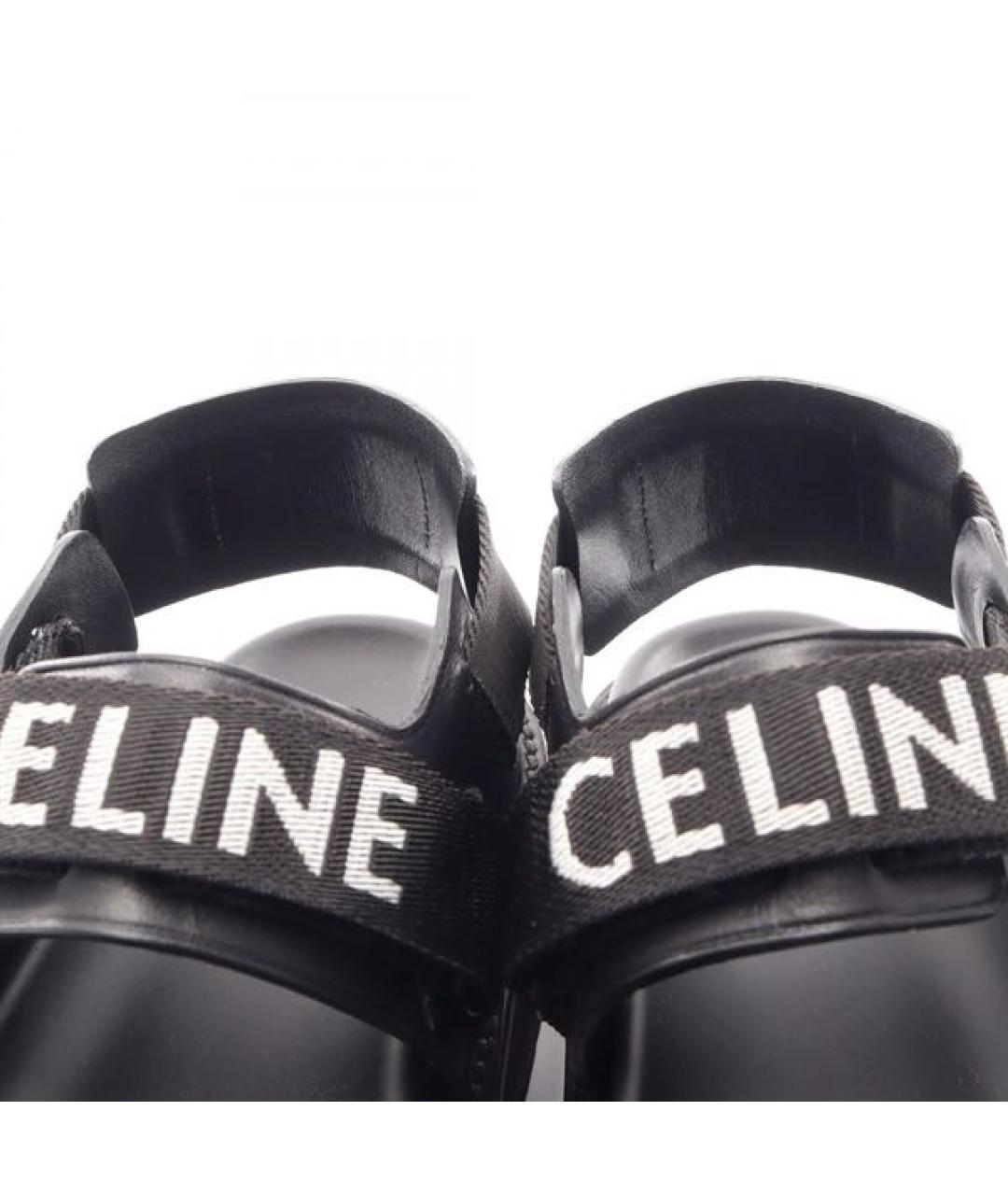 CELINE Черные кожаные сандалии, фото 7