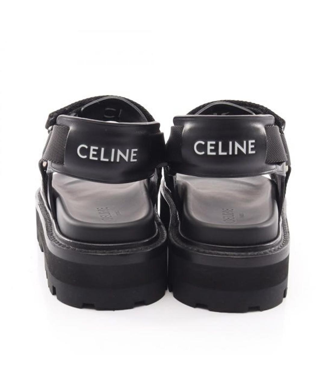 CELINE Черные кожаные сандалии, фото 4