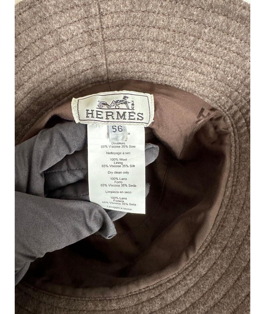 HERMES Коричневая шерстяная панама, фото 3