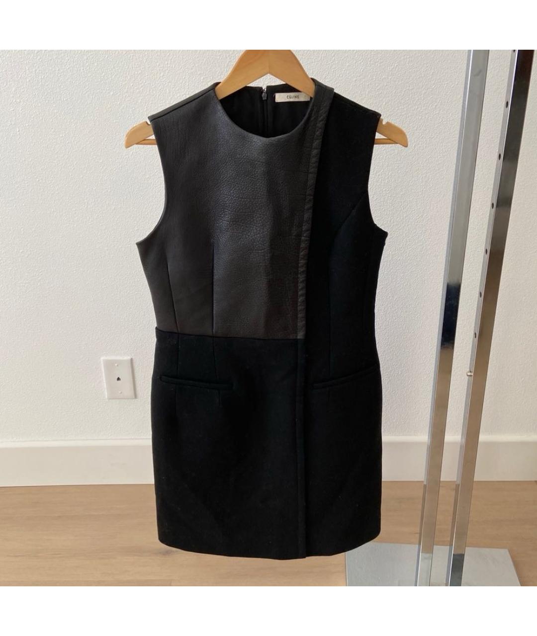 CELINE Черное кожаное коктейльное платье, фото 8