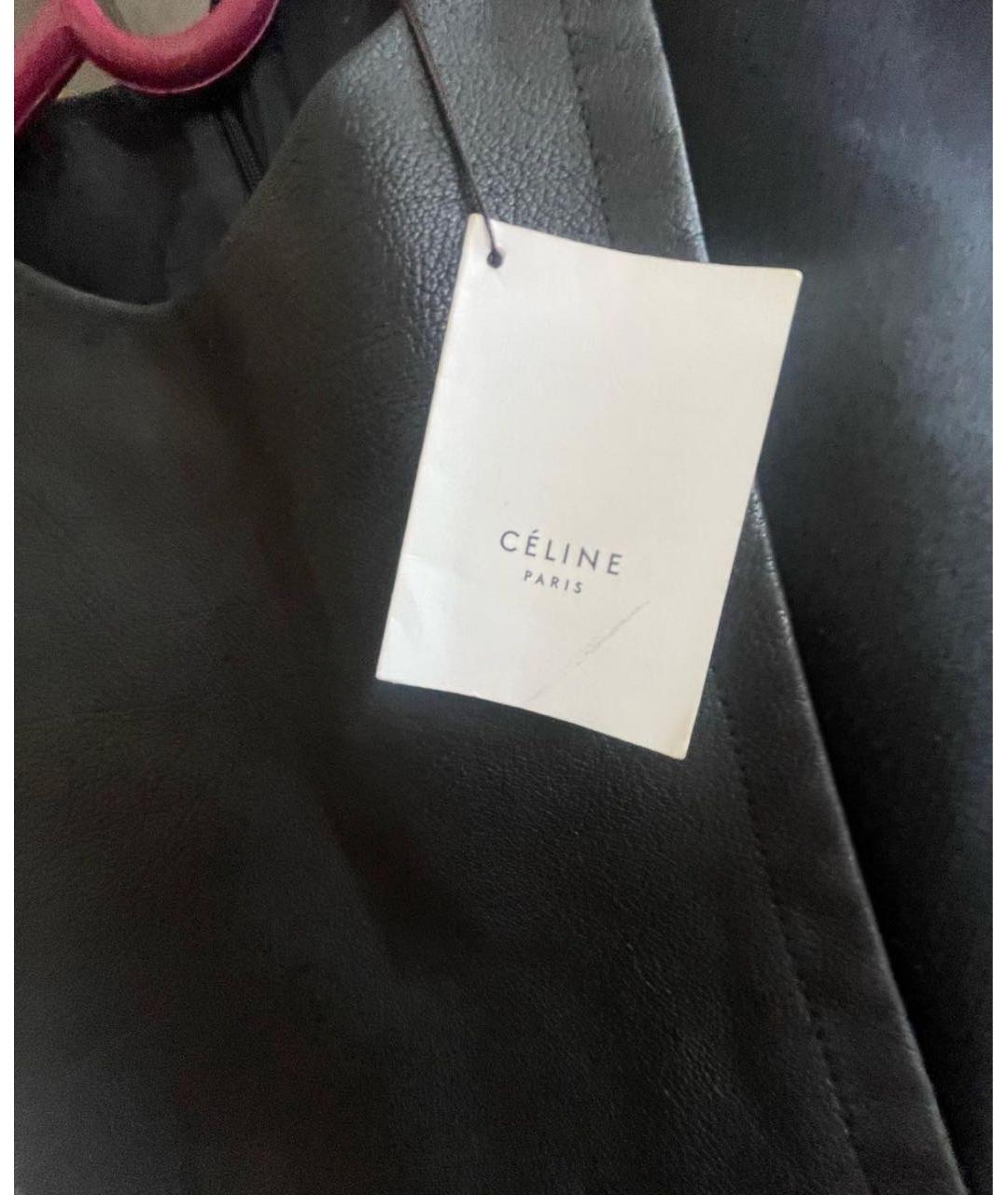CELINE Черное кожаное коктейльное платье, фото 3