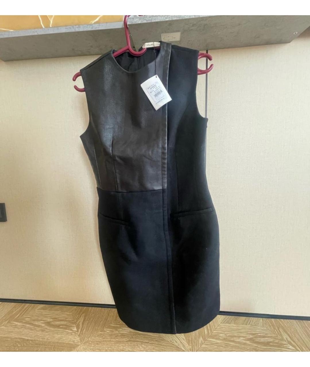 CELINE Черное кожаное коктейльное платье, фото 5