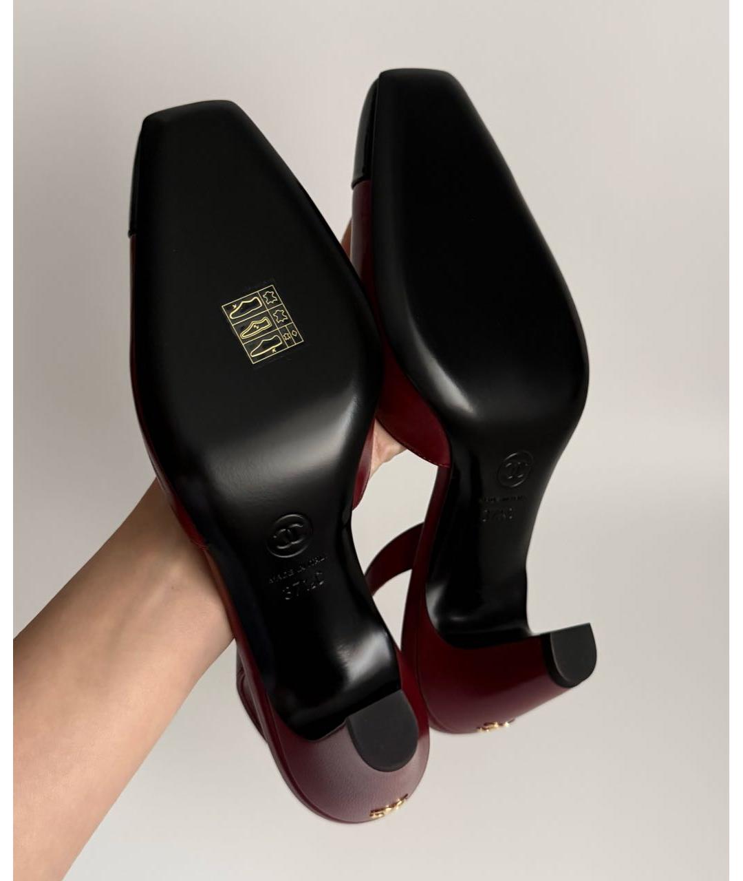 CHANEL Бордовые кожаные туфли, фото 6