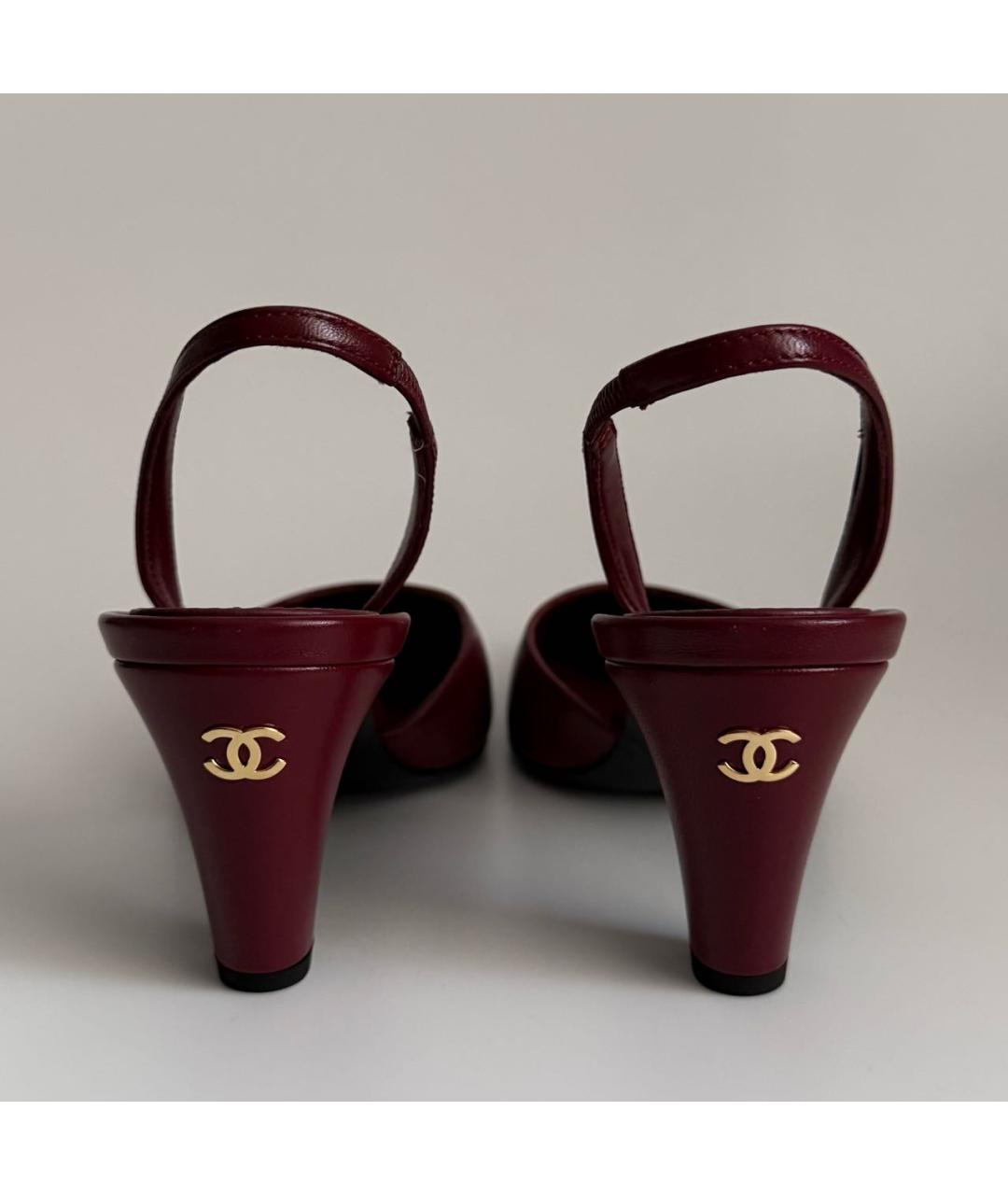 CHANEL Бордовые кожаные туфли, фото 4