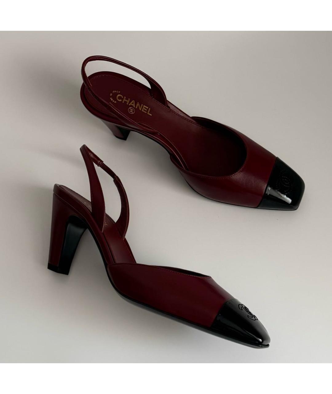 CHANEL Бордовые кожаные туфли, фото 5