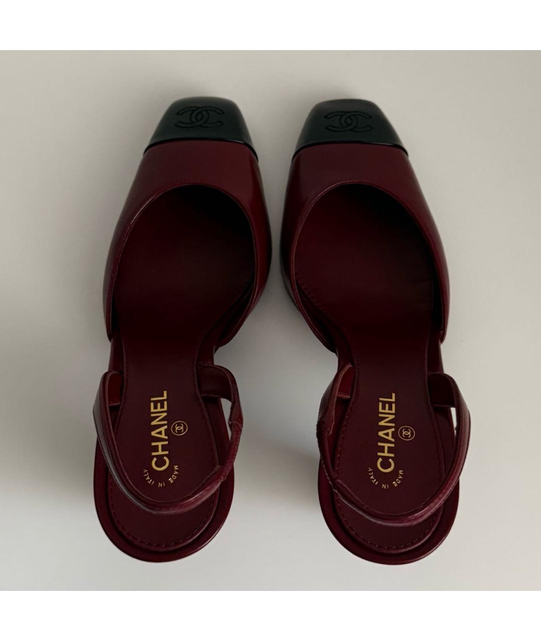 CHANEL Бордовые кожаные туфли, фото 3