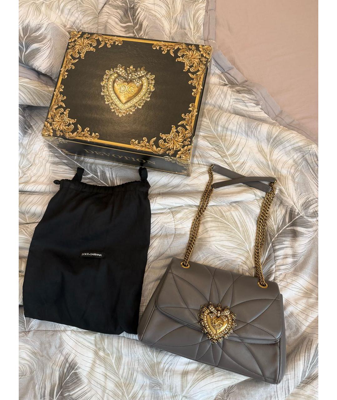 DOLCE&GABBANA Антрацитовая кожаная сумка через плечо, фото 2