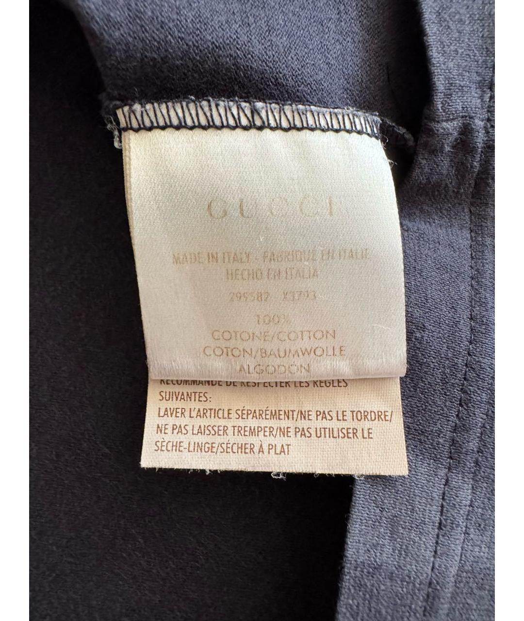 GUCCI Темно-синяя хлопковая футболка, фото 4