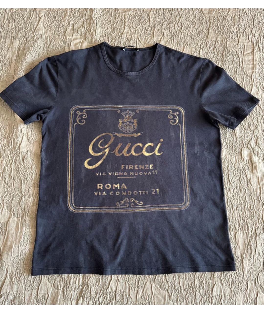 GUCCI Темно-синяя хлопковая футболка, фото 5