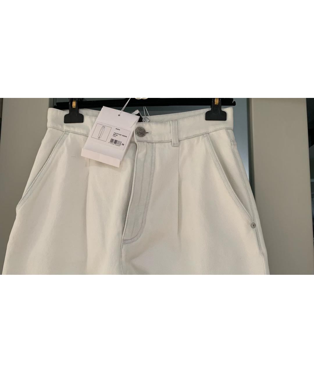 CHANEL Белые хлопковые прямые джинсы, фото 4