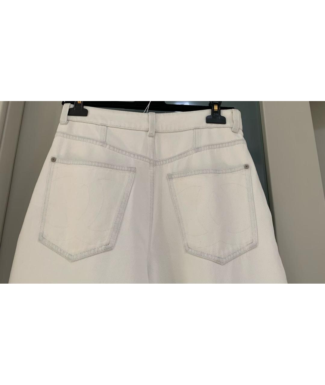 CHANEL Белые хлопковые прямые джинсы, фото 5