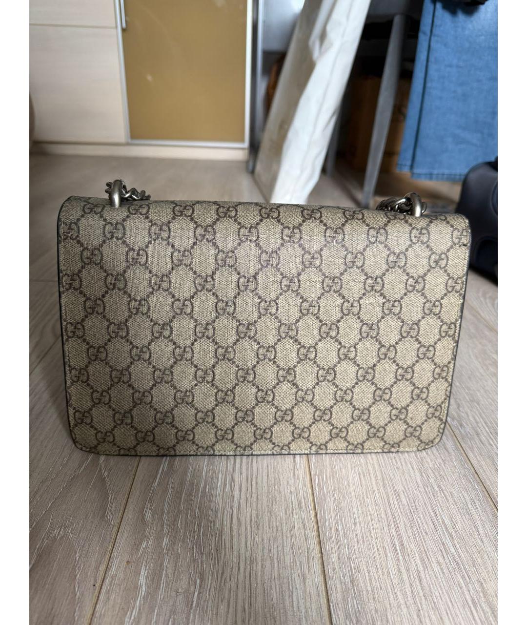 GUCCI Бежевая сумка через плечо из канвы, фото 7