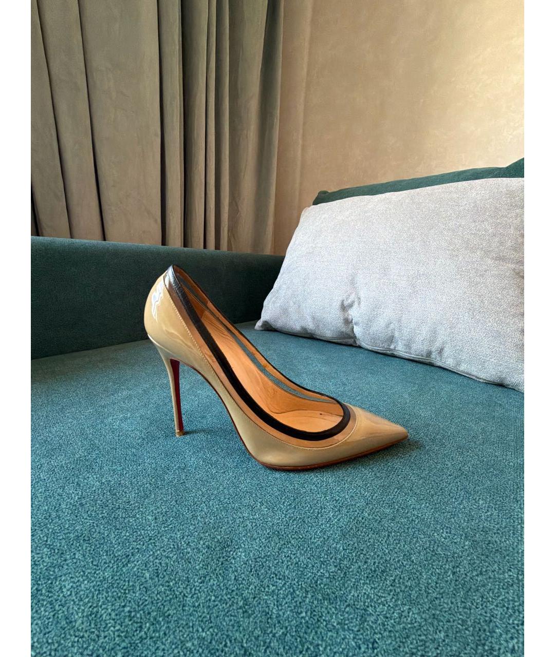 CHRISTIAN LOUBOUTIN Хаки кожаные туфли, фото 7