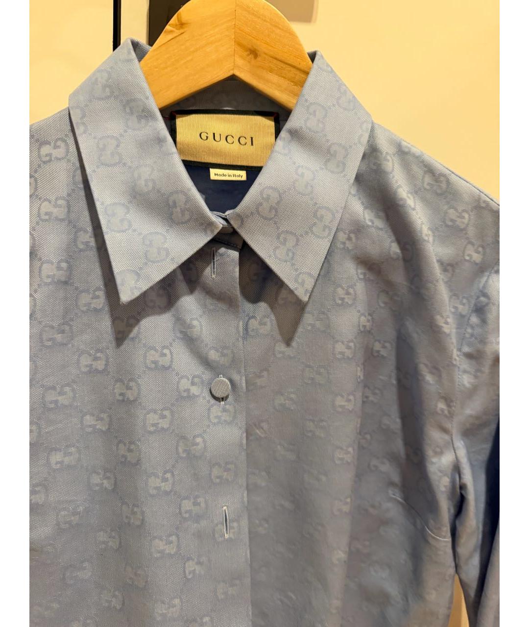 GUCCI Голубая хлопковая рубашка, фото 2