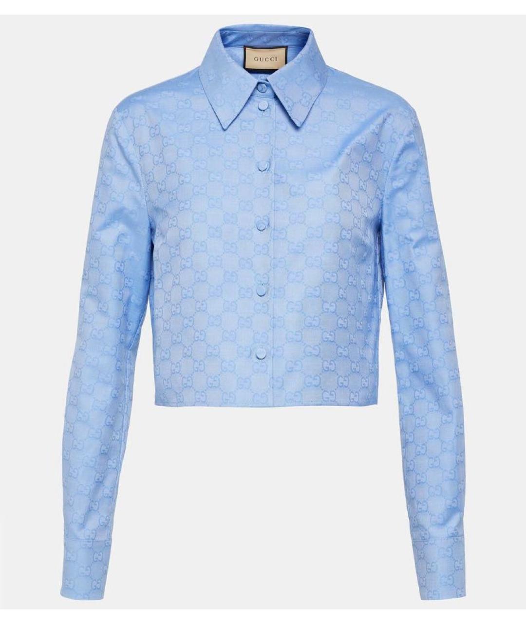 GUCCI Голубая хлопковая рубашка, фото 4