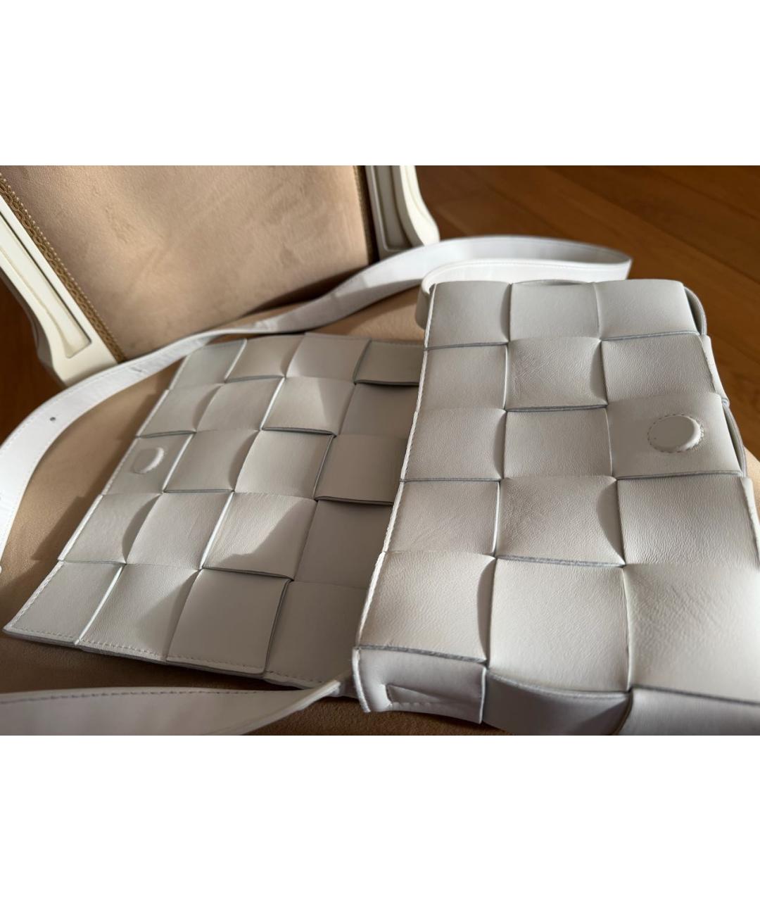 BOTTEGA VENETA Белая кожаная сумка через плечо, фото 4