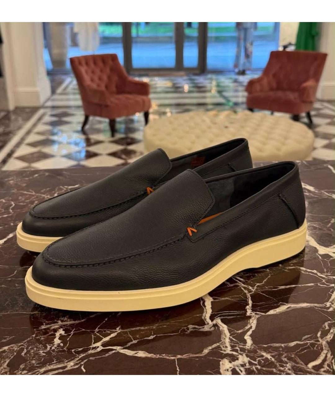 SANTONI Черные кожаные лоферы, фото 5
