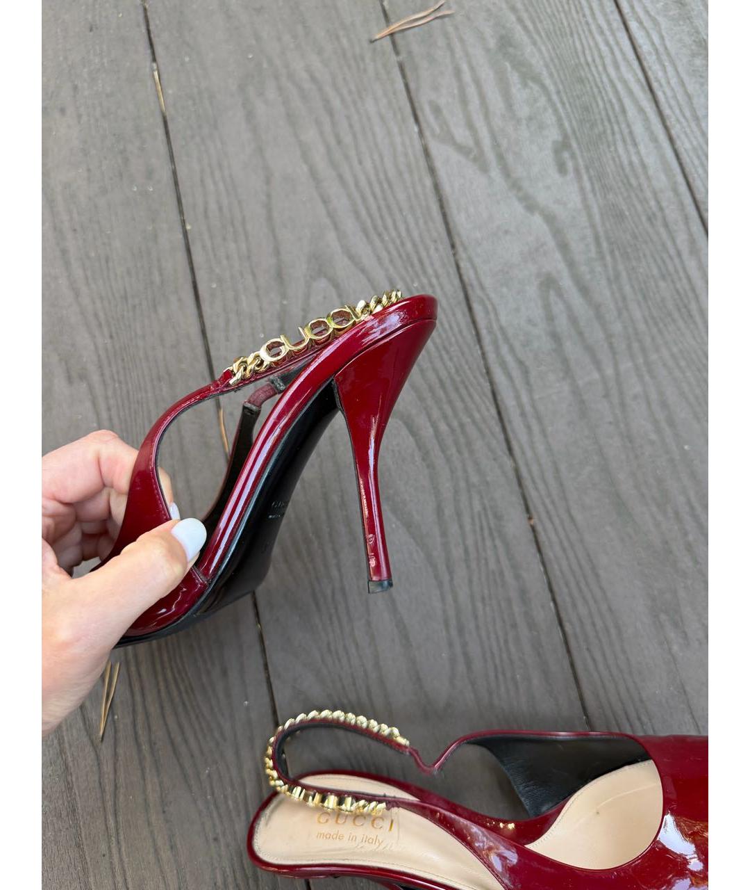 GUCCI Бордовые туфли из лакированной кожи, фото 4