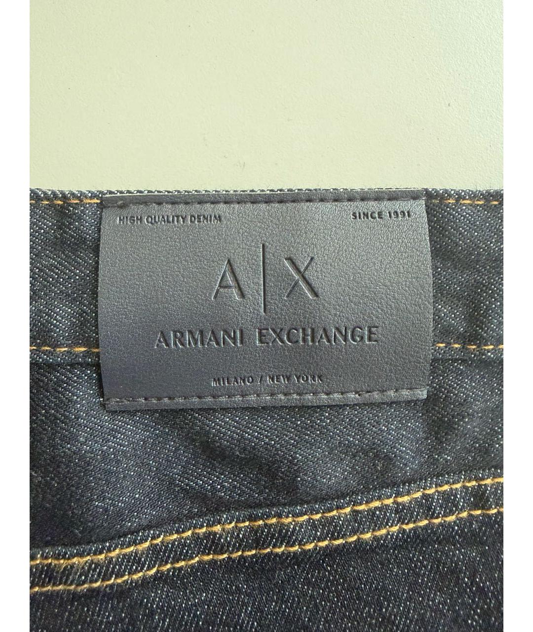ARMANI EXCHANGE Темно-синие хлопковые прямые джинсы, фото 4