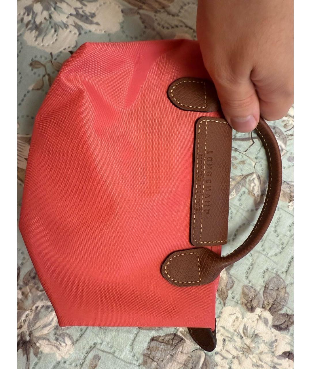 LONGCHAMP Коралловая нейлоновая сумка с короткими ручками, фото 3