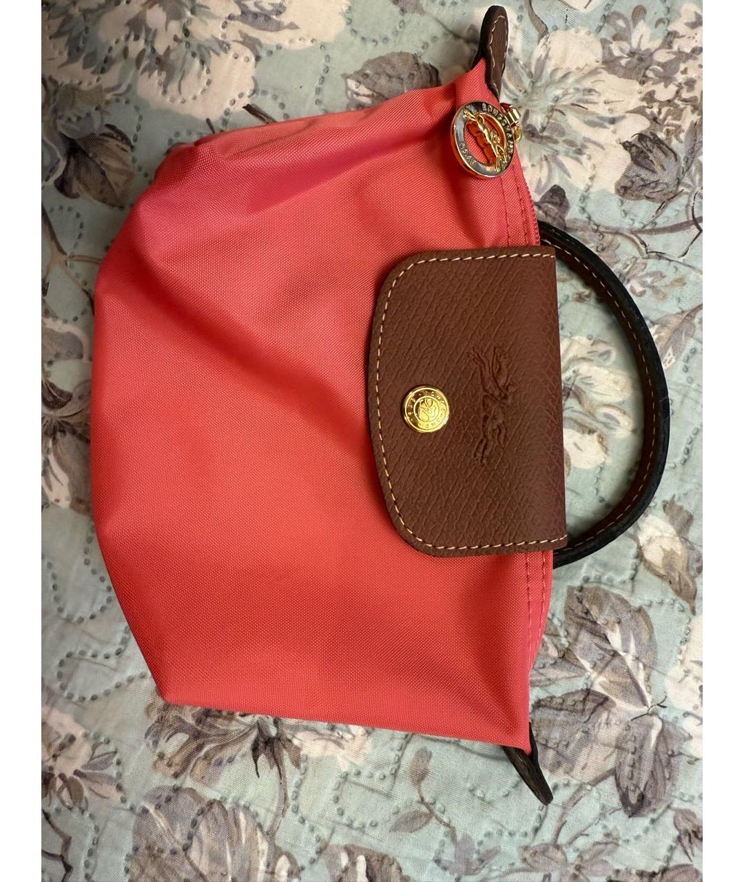 LONGCHAMP Коралловая нейлоновая сумка с короткими ручками, фото 6