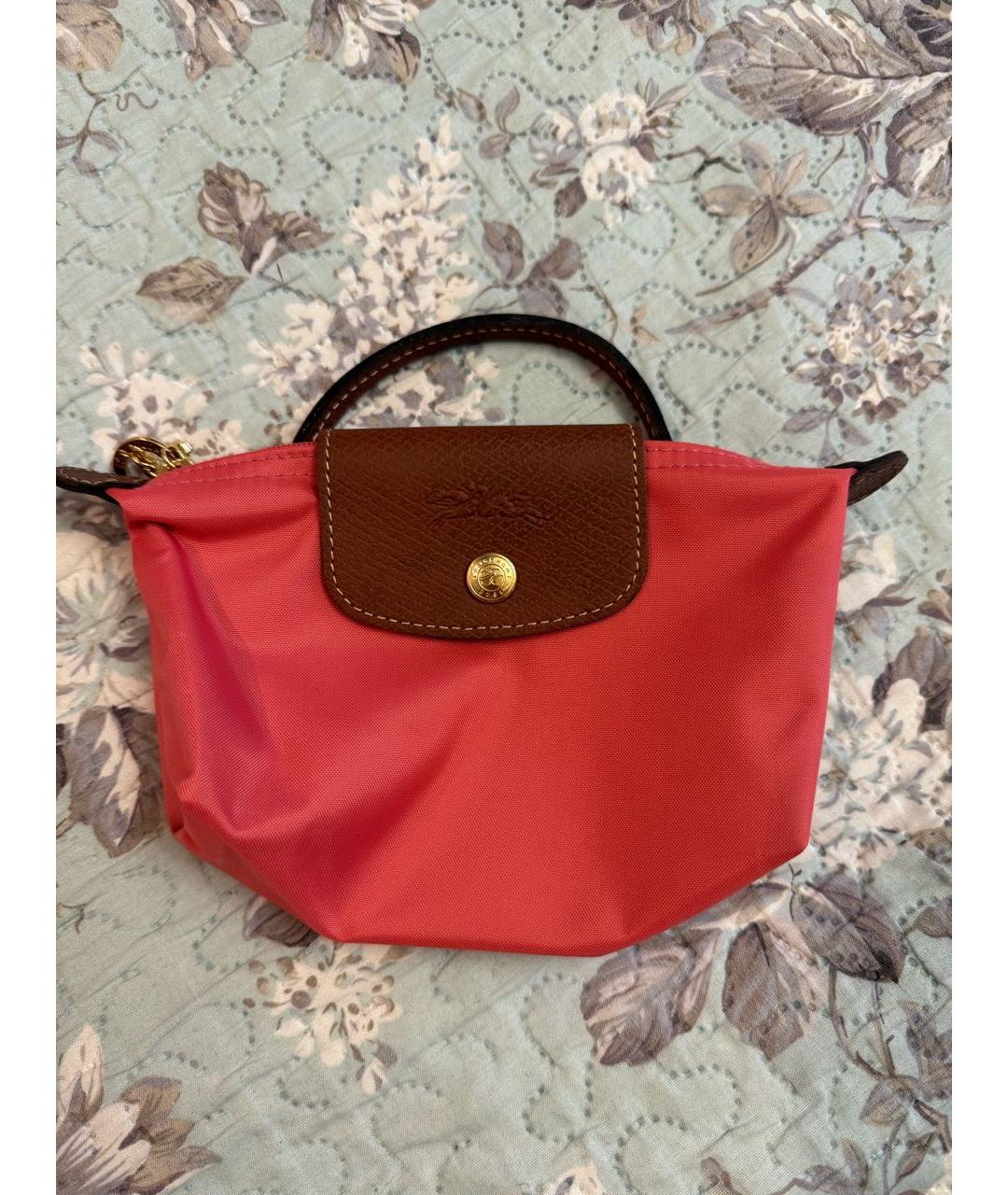 LONGCHAMP Коралловая нейлоновая сумка с короткими ручками, фото 7