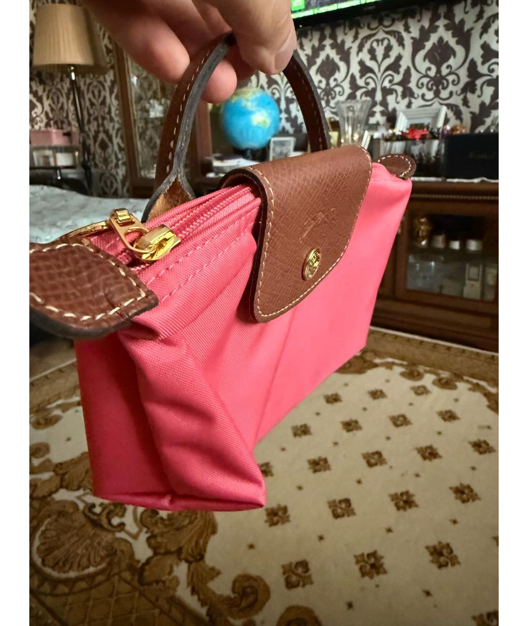 LONGCHAMP Коралловая нейлоновая сумка с короткими ручками, фото 2