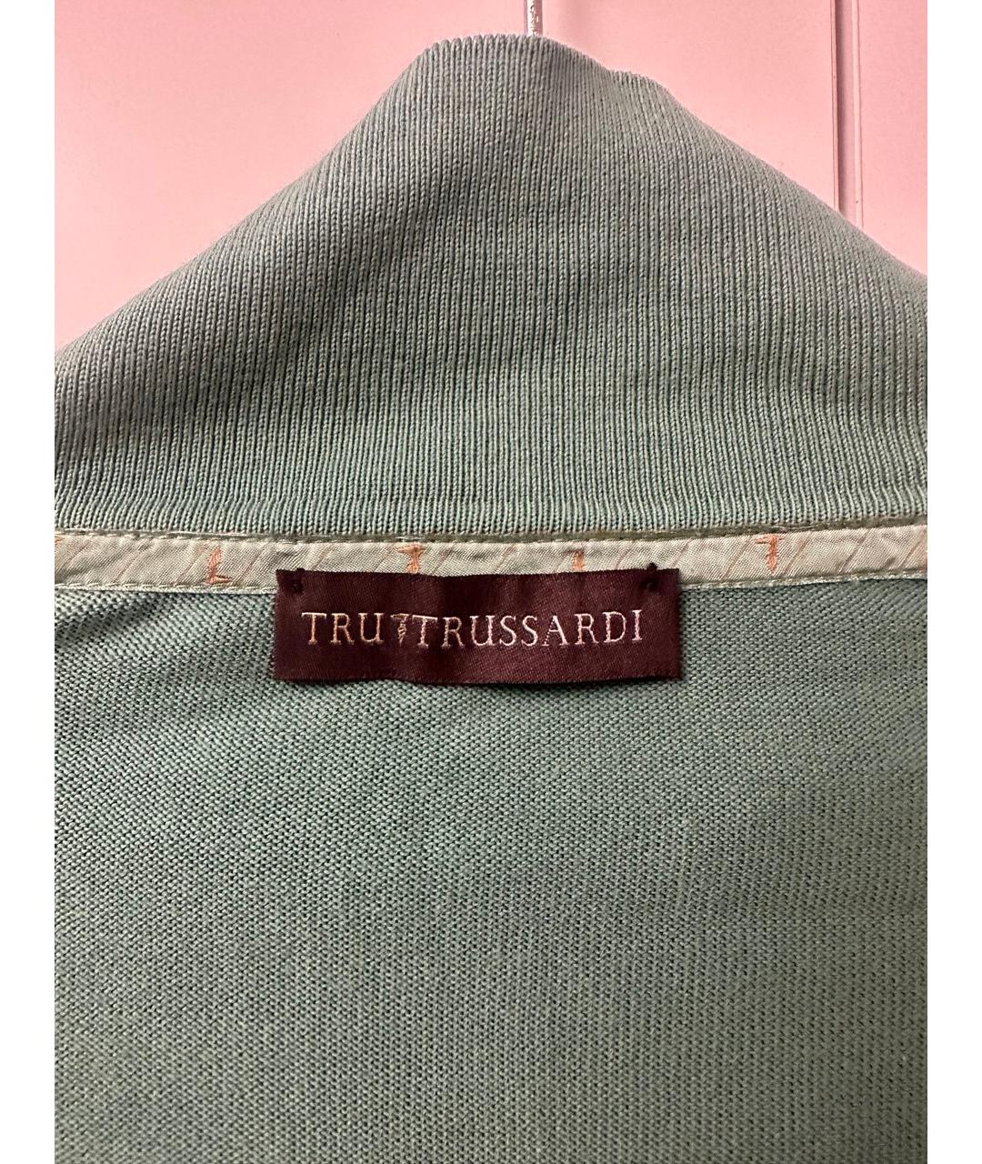 TRUSSARDI Зеленое хлопко-эластановое поло с коротким рукавом, фото 6