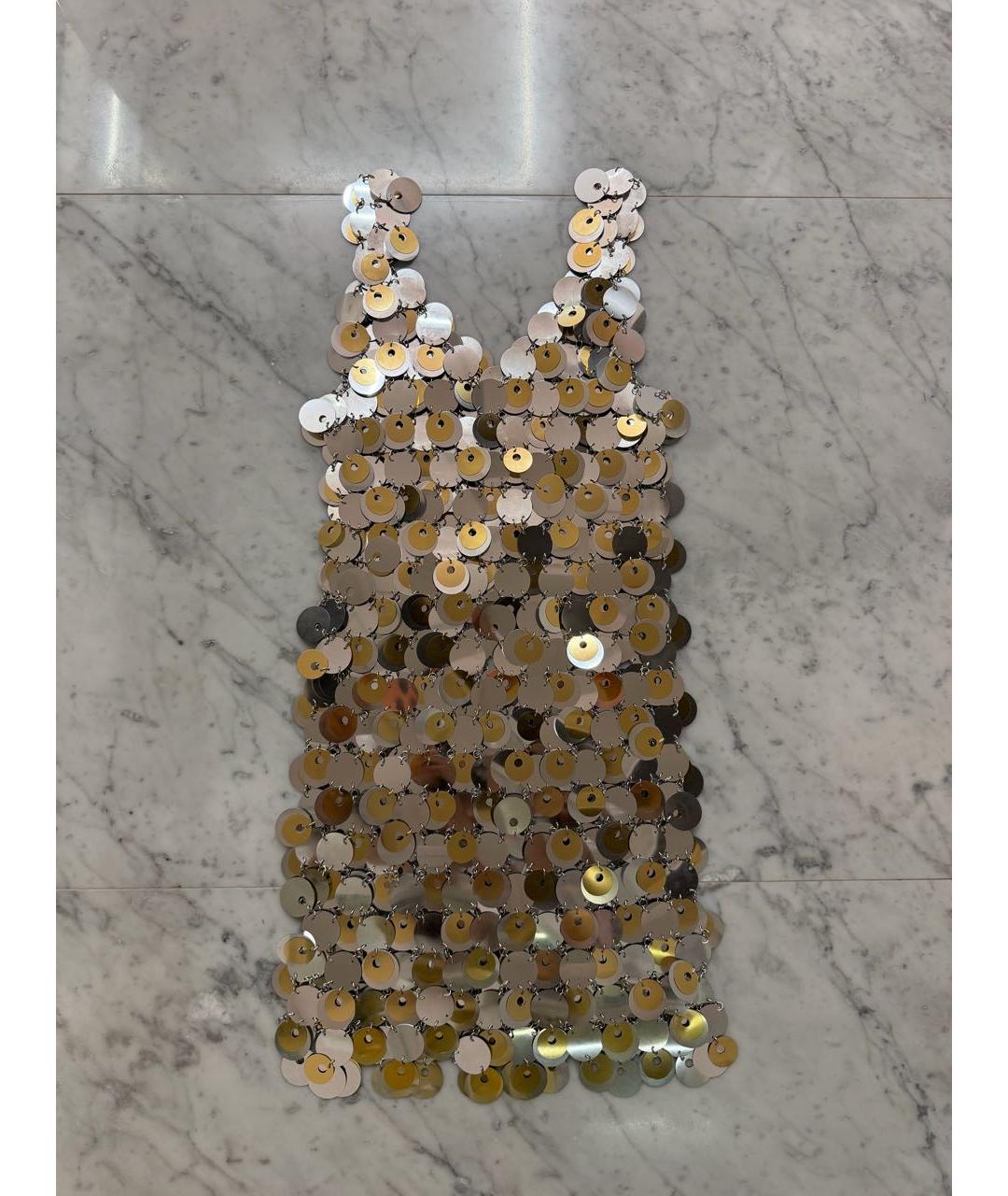 PACO RABANNE Серебряное коктейльное платье, фото 4