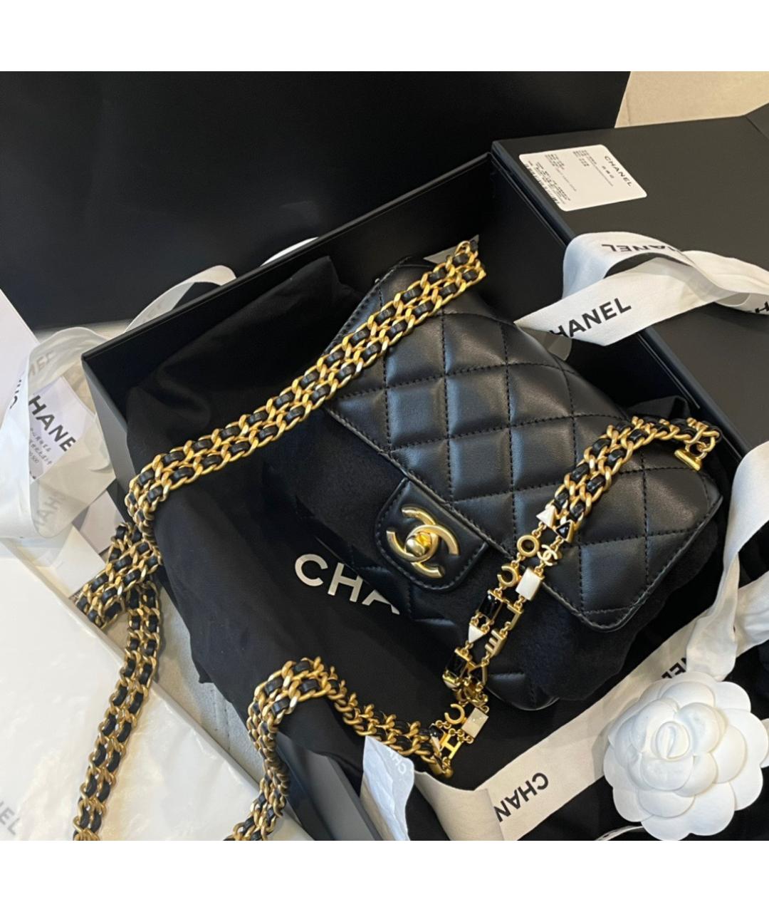 CHANEL Черная кожаная сумка через плечо, фото 10