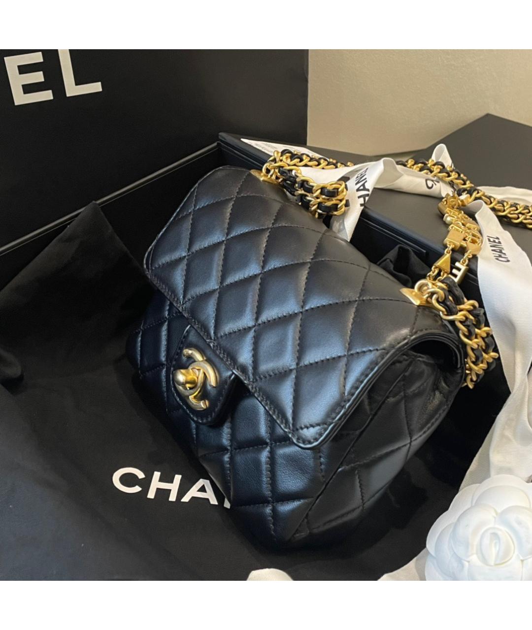 CHANEL Черная кожаная сумка через плечо, фото 6