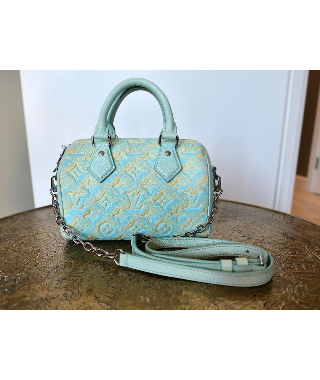 LOUIS VUITTON Голубая кожаная сумка через плечо, фото 9