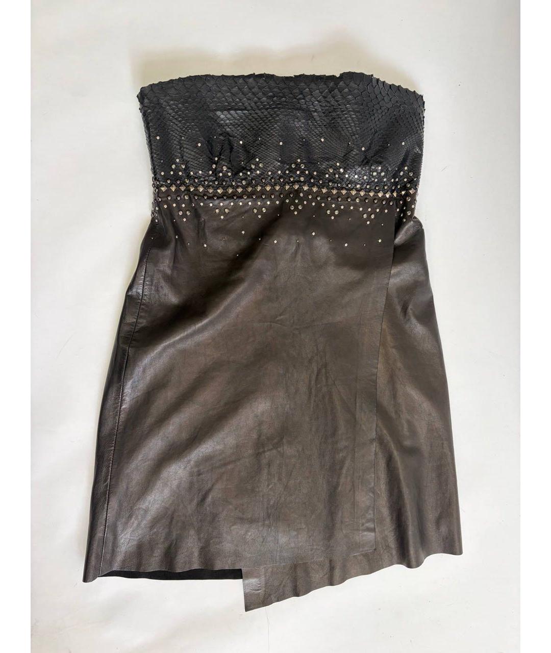 JUST CAVALLI Черное повседневное платье из кожи аллигатора, фото 8