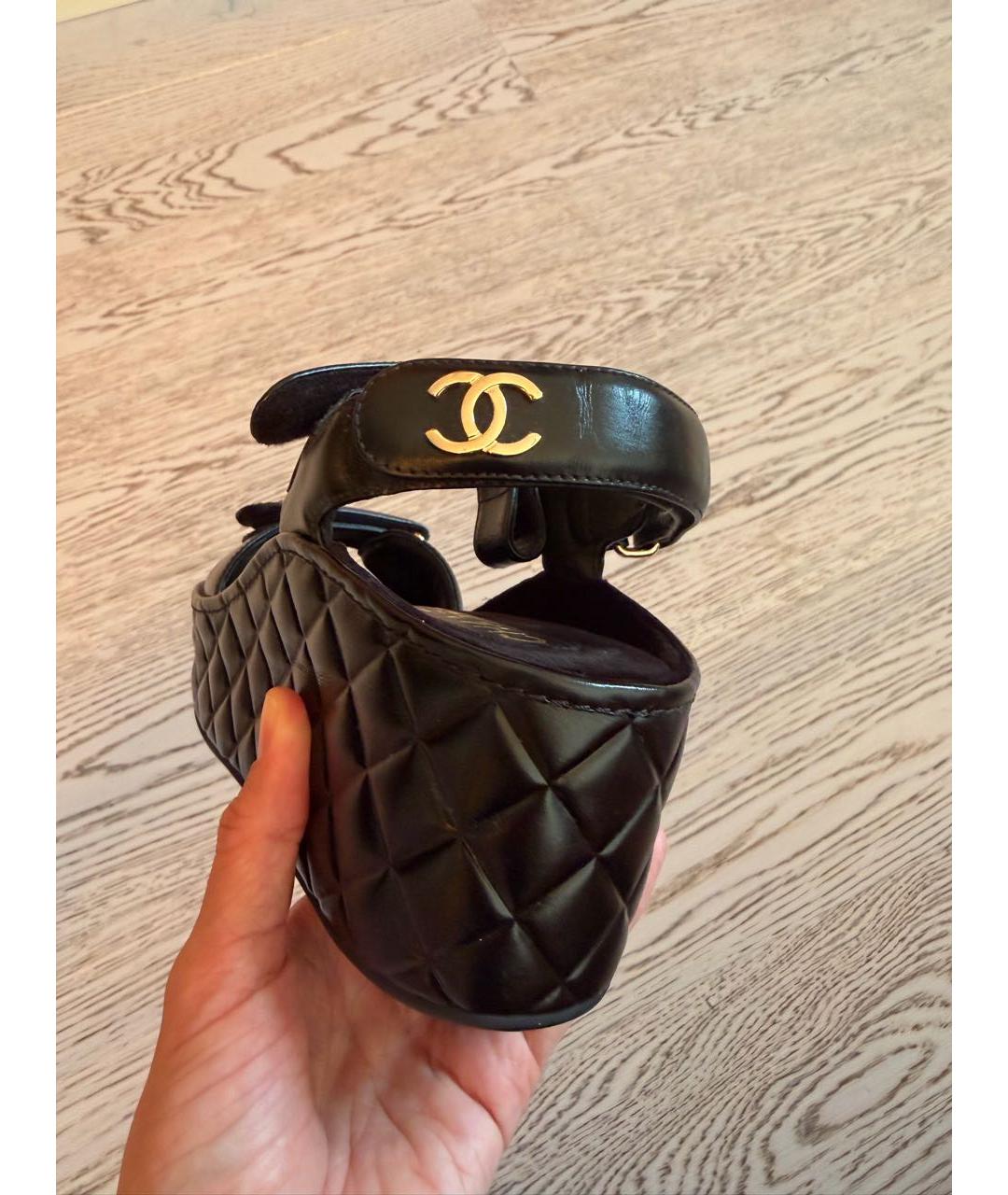 CHANEL Черные кожаные босоножки, фото 3