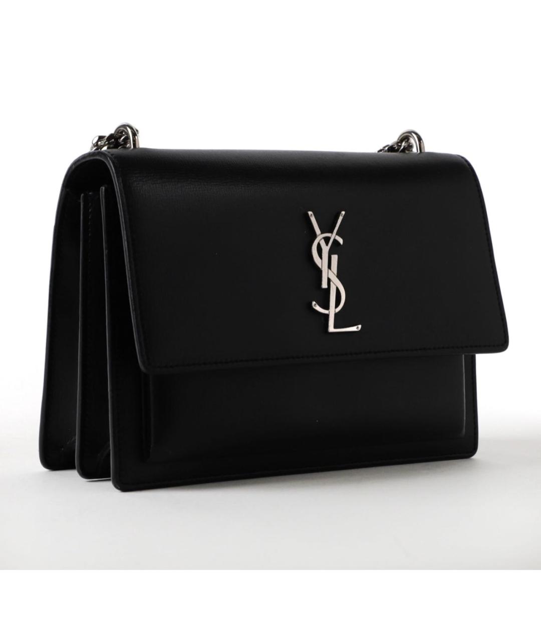 SAINT LAURENT Черная кожаная сумка через плечо, фото 2