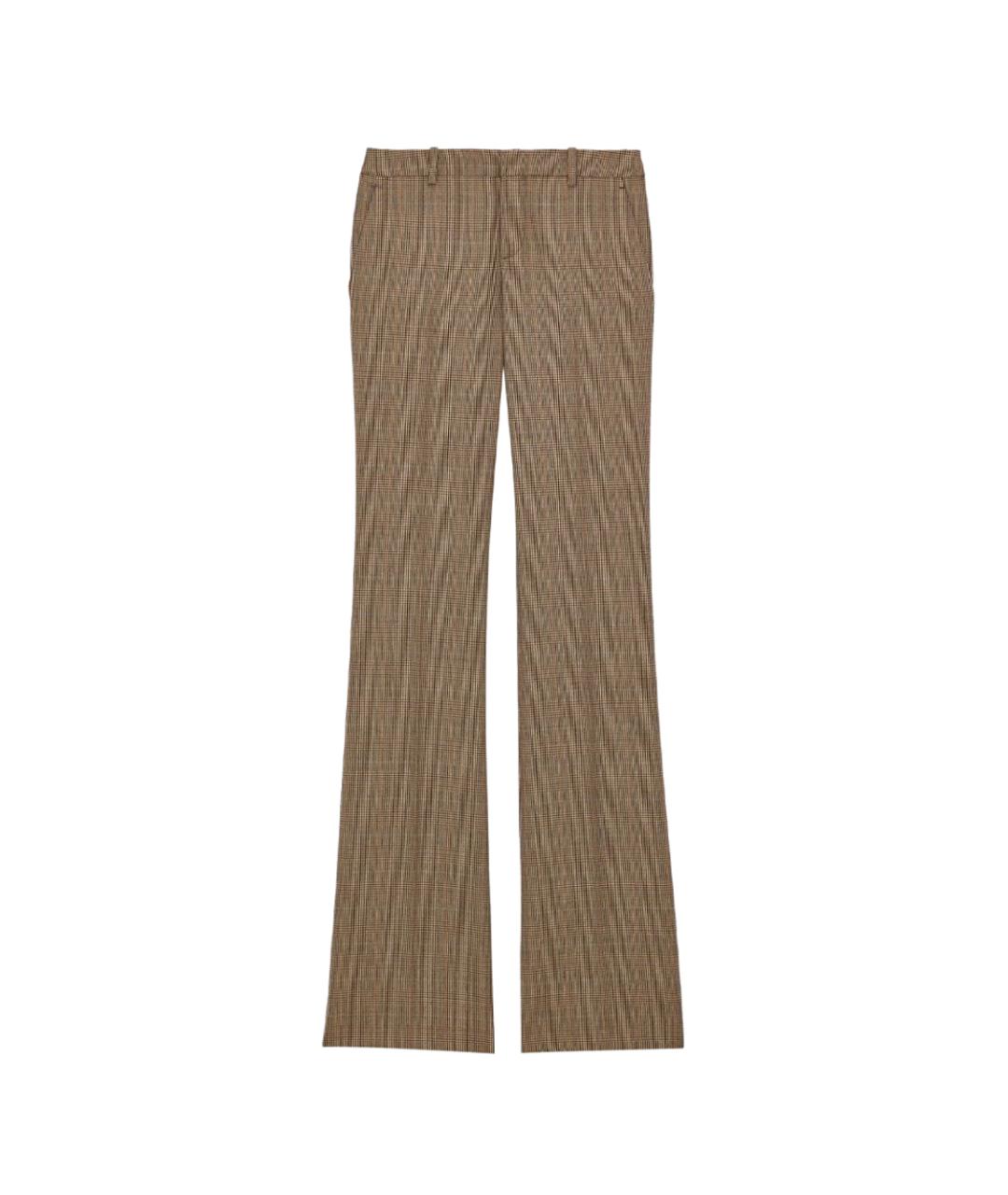 SAINT LAURENT Бежевые шерстяные прямые брюки, фото 1