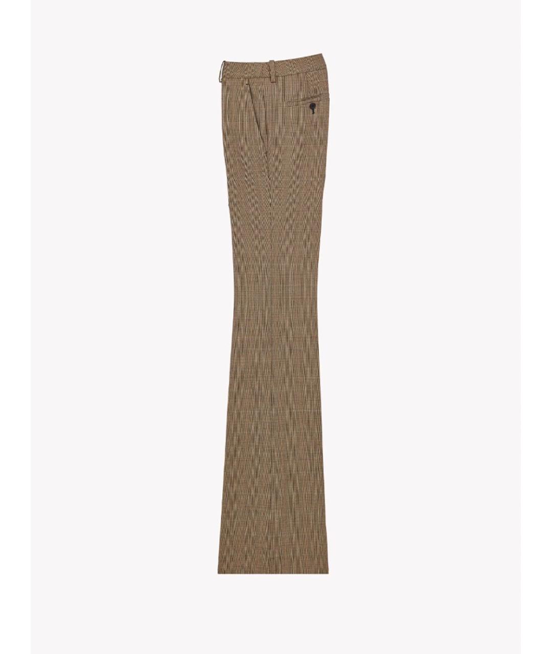 SAINT LAURENT Бежевые шерстяные прямые брюки, фото 2