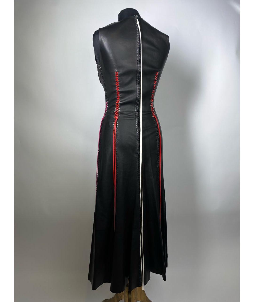 ALEXANDER MCQUEEN Черное кожаное повседневное платье, фото 2