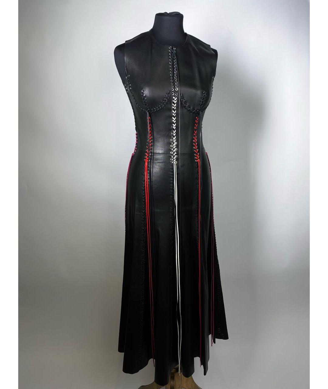ALEXANDER MCQUEEN Черное кожаное повседневное платье, фото 9