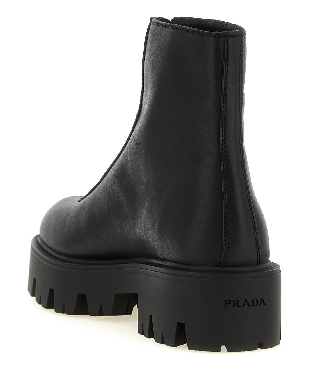 PRADA Черные кожаные ботинки, фото 3