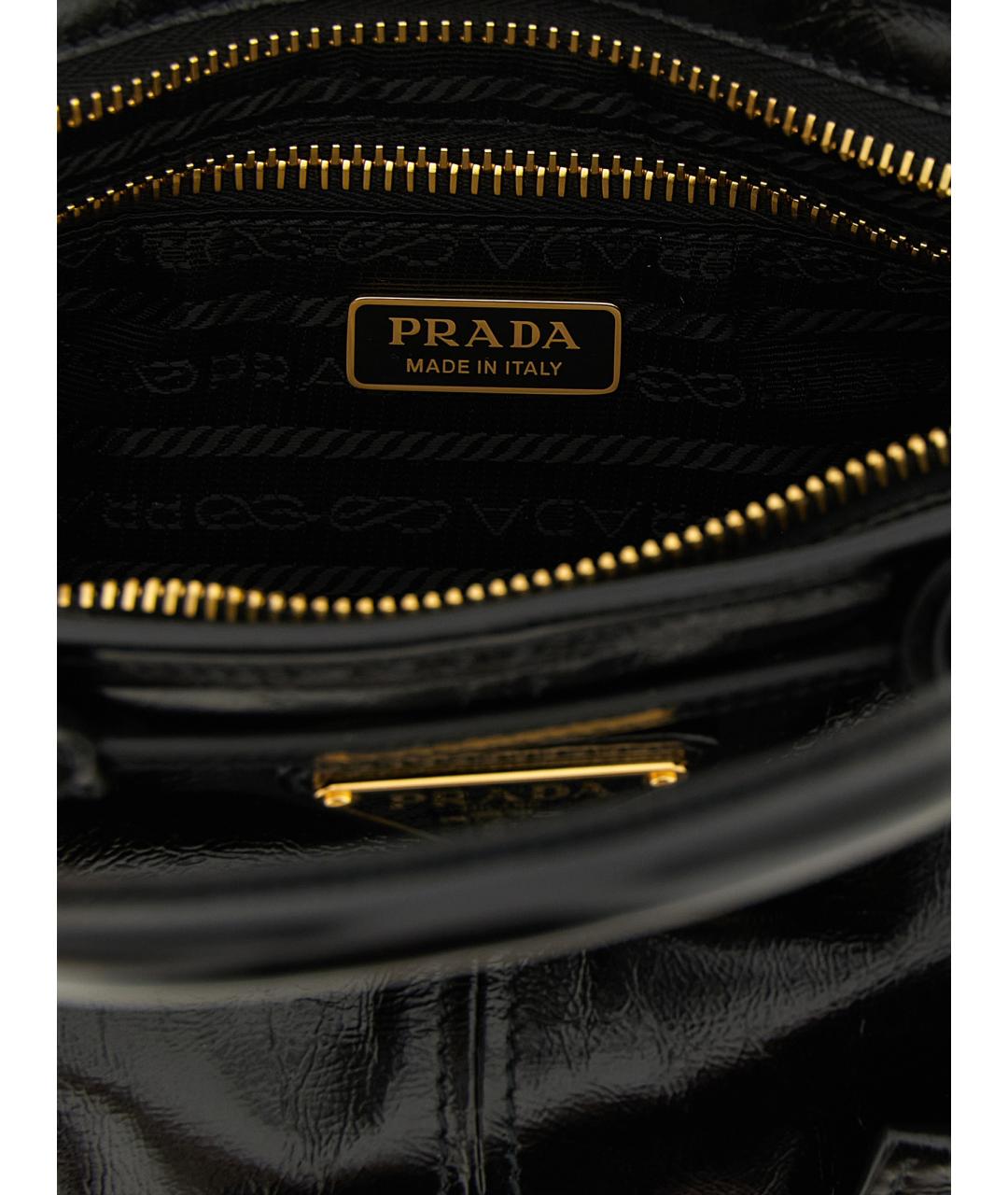 PRADA Черная кожаная сумка с короткими ручками, фото 4