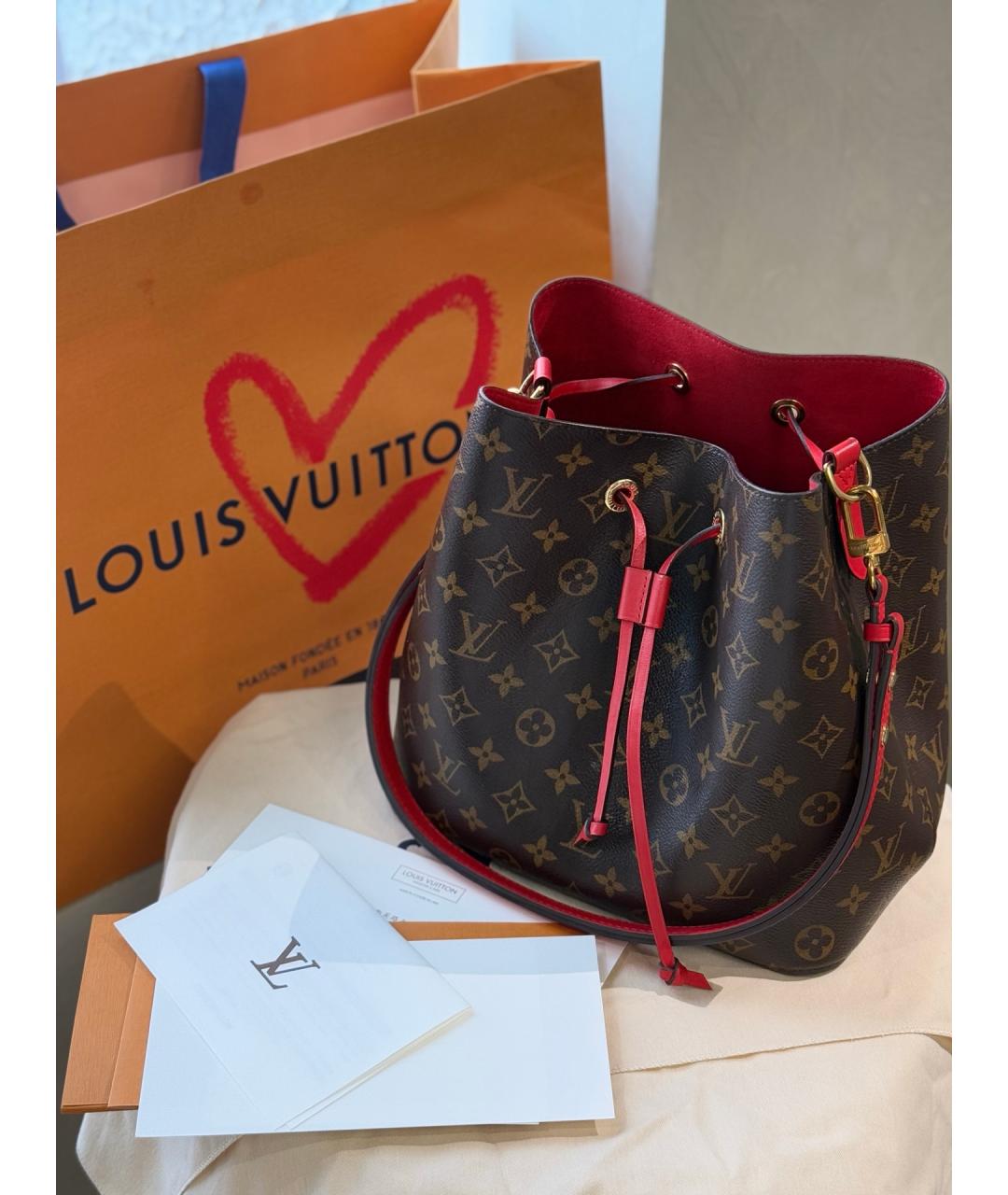 LOUIS VUITTON Коричневая сумка тоут из канвы, фото 8